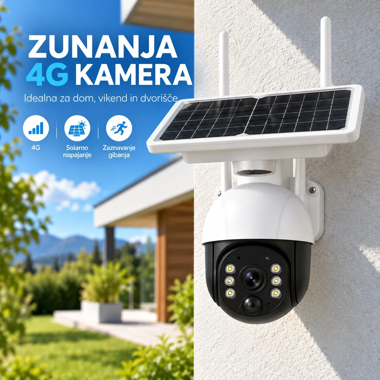 Solarna 4G zunanja PTZ nadzorna kamera 3 MP