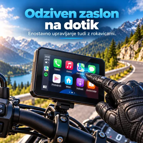 Motoristična GPS navigacija 5″, CarPlay, Android Auto, IP67