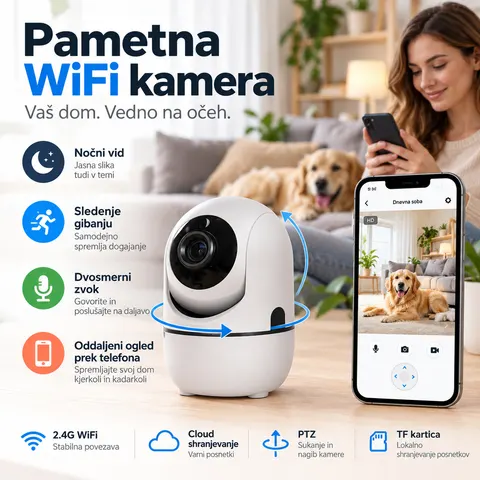 WiFi nadzorna kamera 720P PTZ z nočnim vidom — slika 1