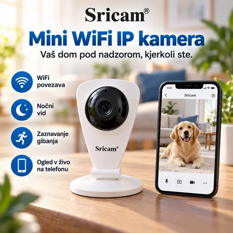 Mini WiFi IP varnostna kamera Sricam, pametni video nadzor — slika 1