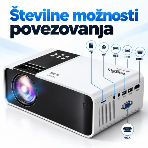 Projektor LED HD 720p, Android, WiFi, HDMI — slika 4