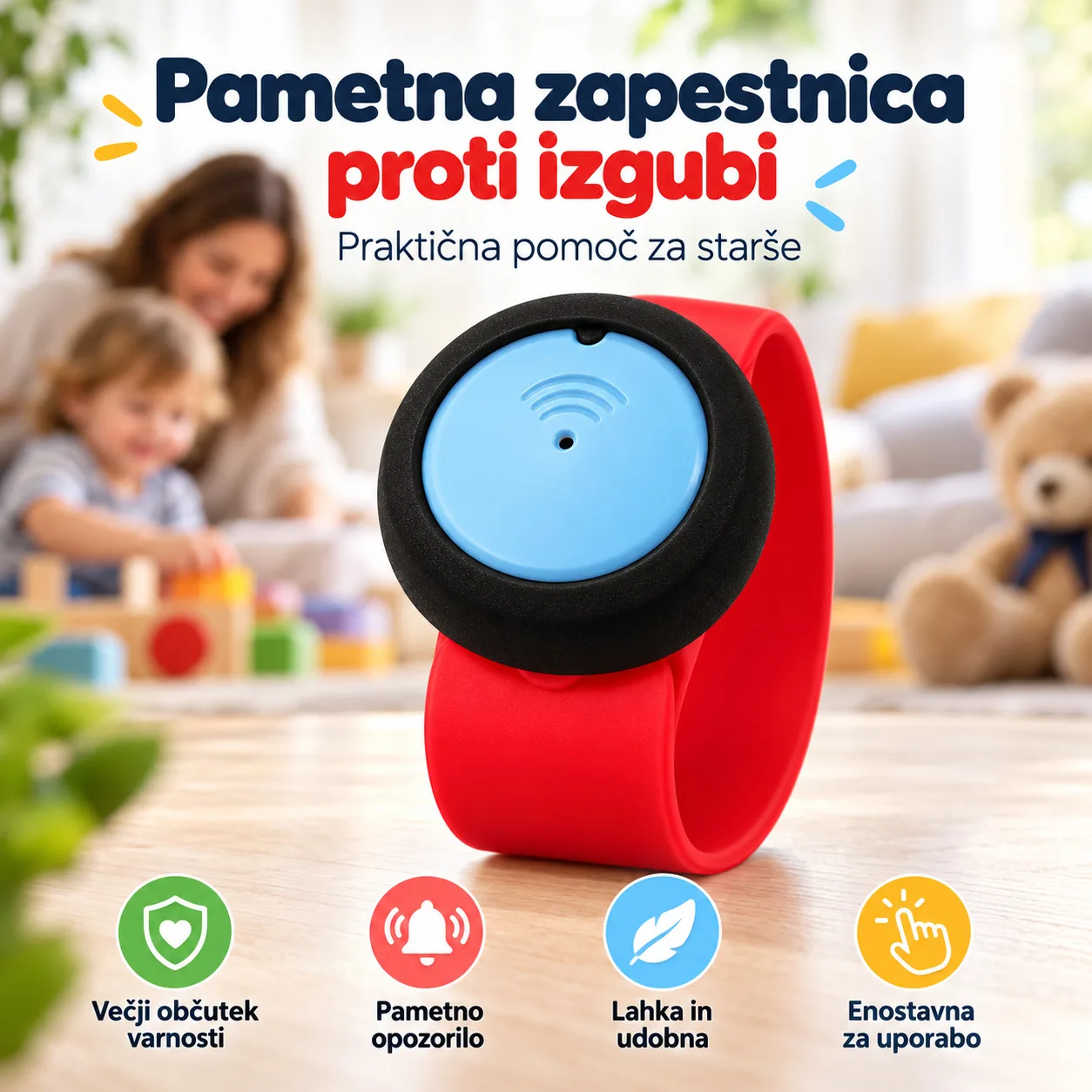 Otroška Bluetooth varnostna zapestnica, alarm proti izgubi
