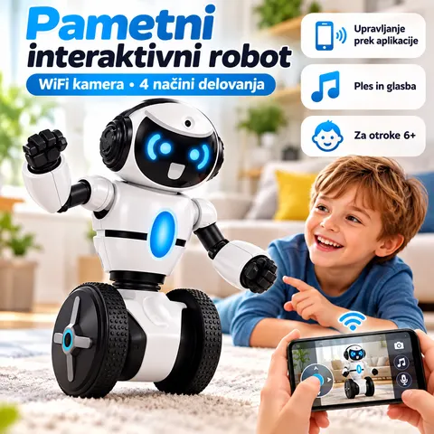 Pametni interaktivni robot z WiFi kamero, aplikacijo in 4 načini delovanja — slika 1