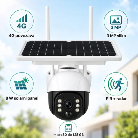 Solarna 4G zunanja PTZ nadzorna kamera 3 MP — slika 3