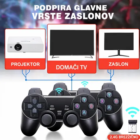 Retro igralna konzola z 2 brezžičnima krmilnikoma, 4K