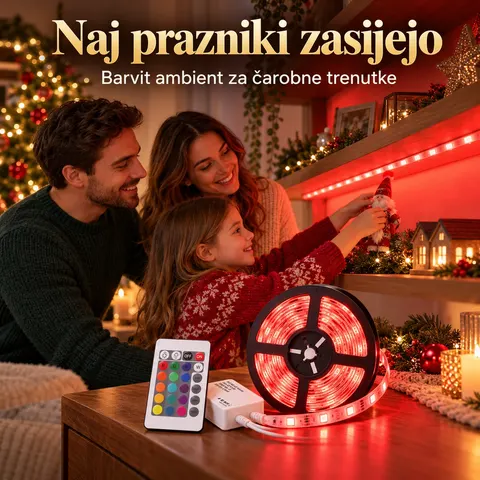 LED trak 12 m RGB z daljincem in napajalnikom za dekoracijo doma — slika 3