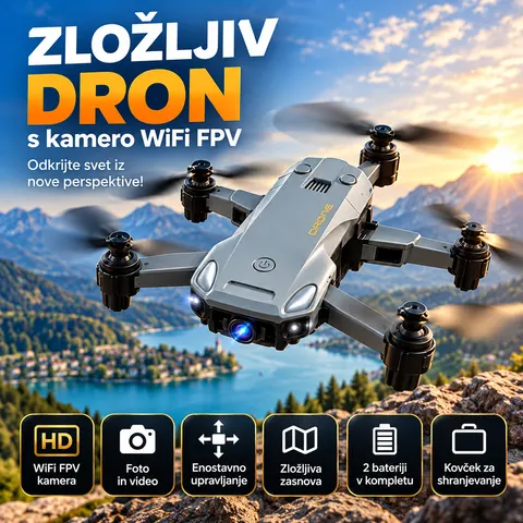 Zložljiv dron s kamero WiFi FPV, 2 bateriji, kovček — slika 2