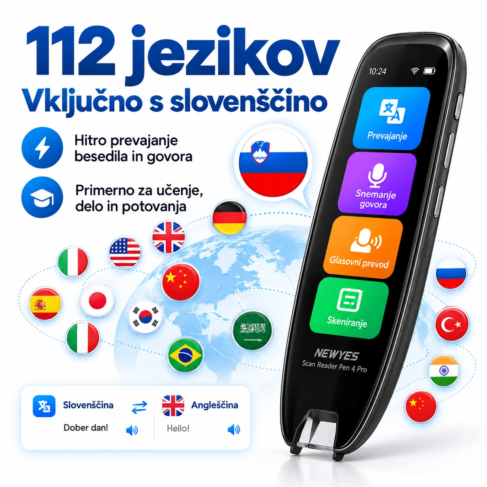 Pametno prevajalsko in bralno pisalo z umetno inteligenco