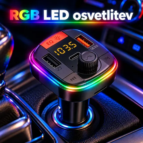 FM oddajnik za avto Bluetooth USB-C PD 18W — slika 1