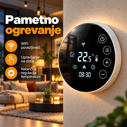 Pametni WiFi termostat 16A za ogrevanje, digitalni zaslon na dotik — slika 1