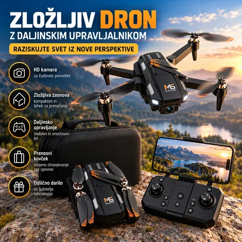 Zložljiv dron s kovčkom in daljinskim upravljalnikom