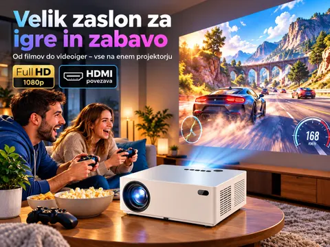 Projektor Byintek LED Full HD 1080p 4K Android WiFi Bluetooth 6000 lumnov — slika 2