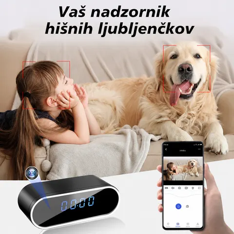 WiFi ura s kamero 1080P – nočni vid, zaznavanje gibanja in oddaljeni ogled