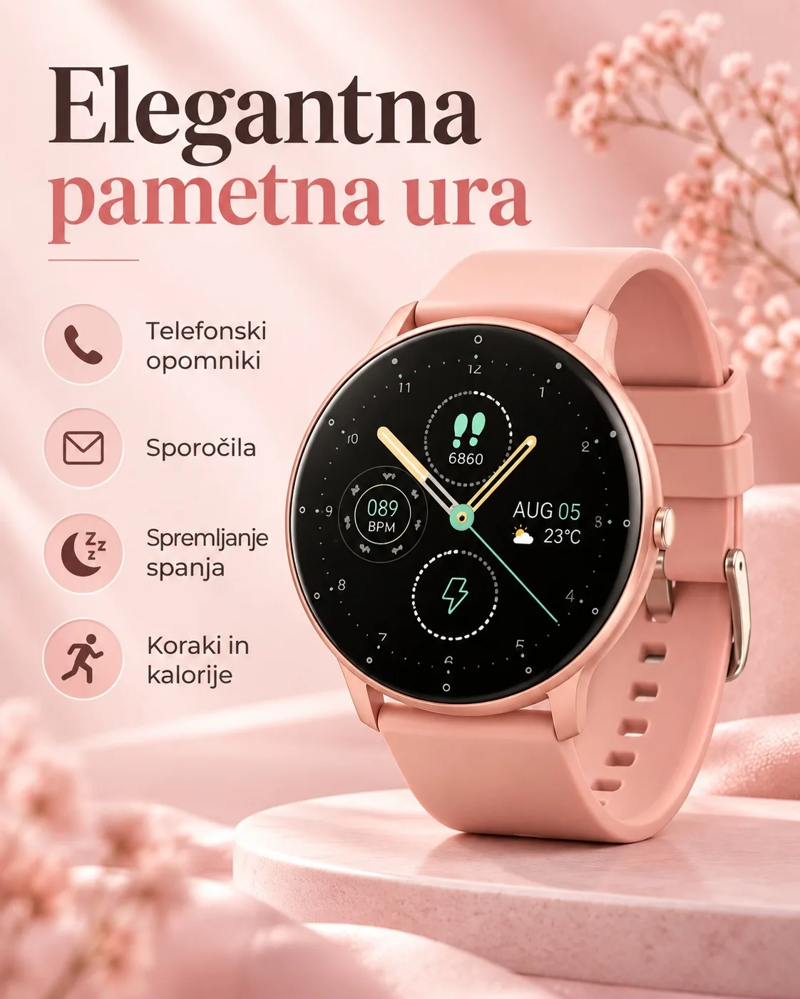 Pametna ura 1,28″ IPS - koraki, kalorije, spanje