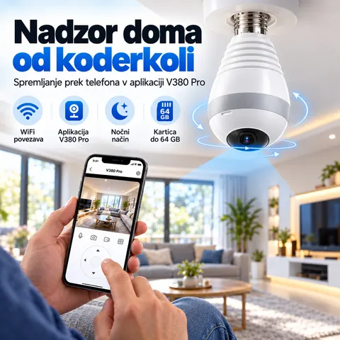 Nadzorna kamera v žarnici E27, 360° — slika 4