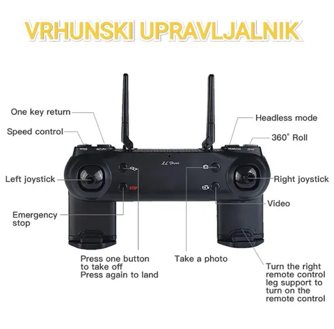 Dron kvadkopter 4K dvojna WiFi kamera 50x zoom
