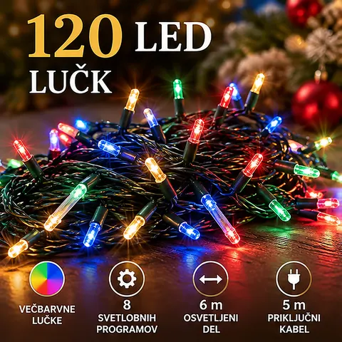 Novoletne lučke LED, večbarvne, božične, 8 programov — slika 1