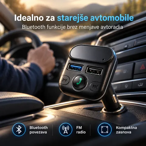 Bluetooth FM oddajnik za avto z dvojnim USB polnilcem — slika 4