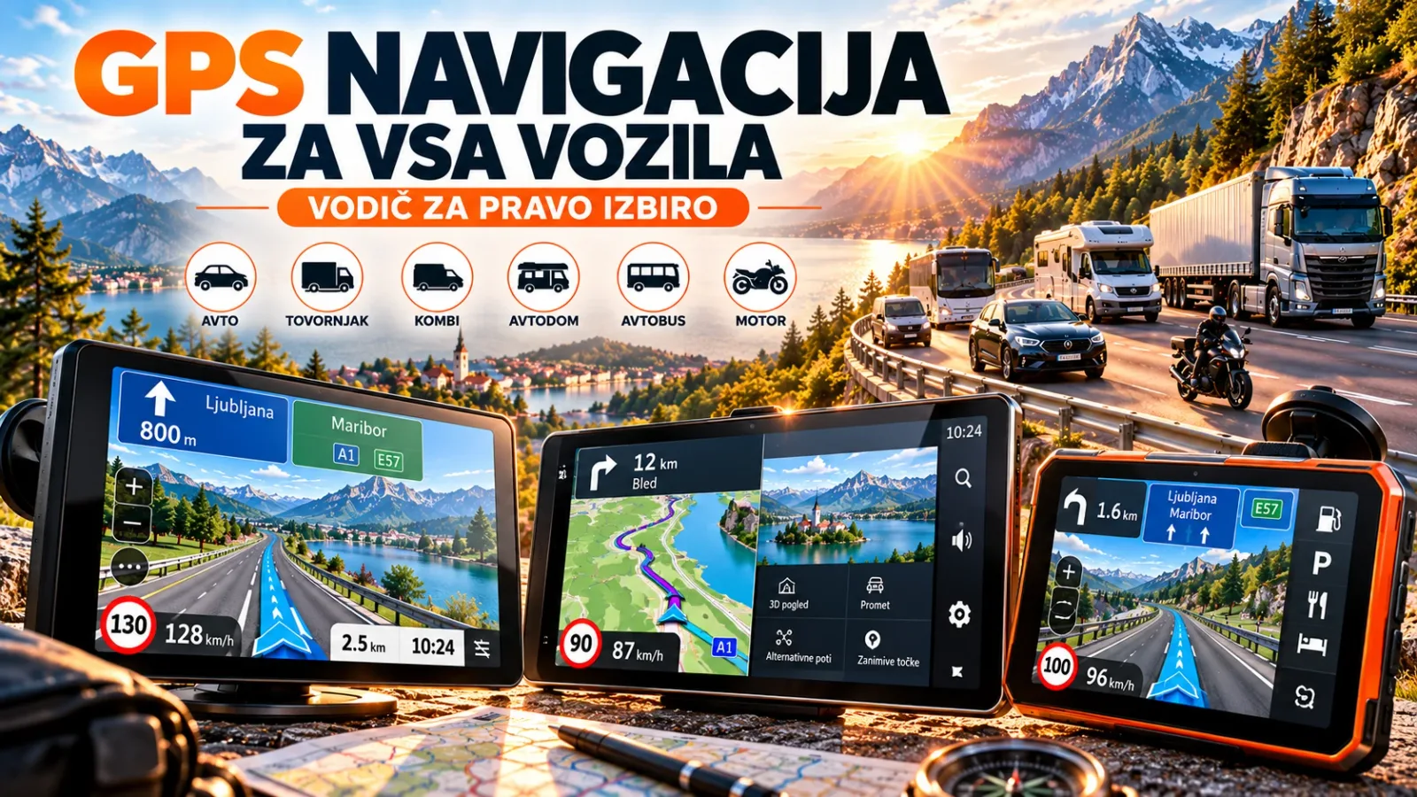 GPS navigacija za avto, tovornjak, kombi, avtodom, avtobus in motor – kako izbrati pravo?