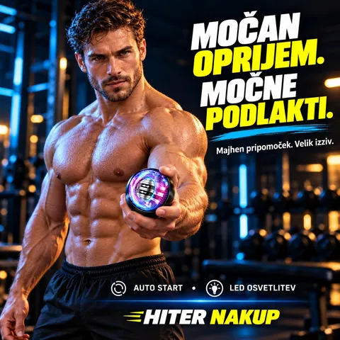 Giroskopska žoga za krepitev zapestja, podlakti, oprijema z LED osvetlitvijo