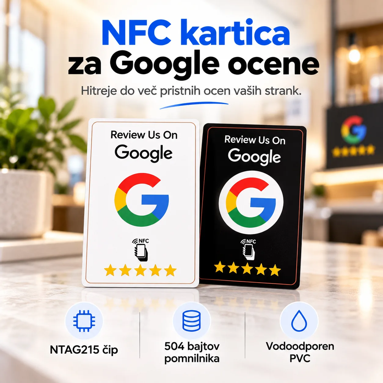 NFC kartice za Google ocene, 100 kosov