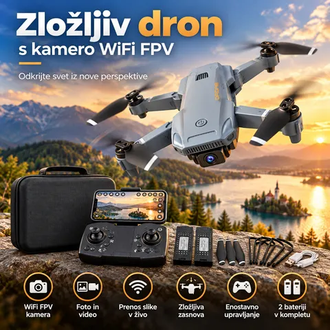 Zložljiv dron s kamero WiFi FPV, 2 bateriji, kovček — slika 3