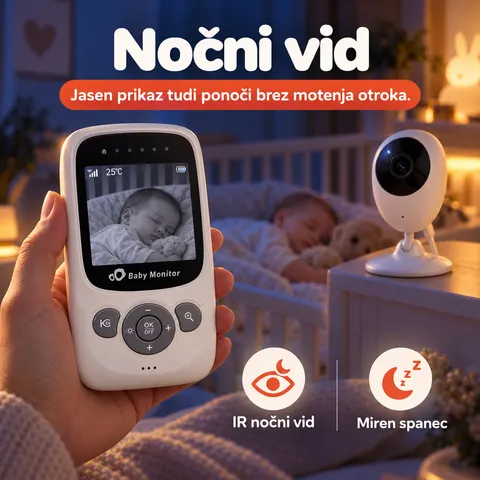 Digitalna video varuška 2,4″ LCD zaslon, dvosmerni govor — slika 4