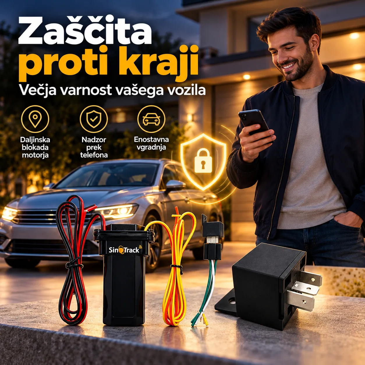 GPS sledilnik SinoTrack za avto, motor in druga vozila, sledenje v živo, blokada motorja
