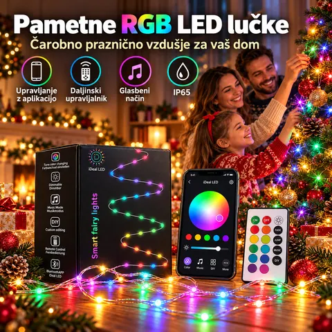 Pametne RGB LED novoletne in božične lučke, Bluetooth, aplikacija, daljinec — slika 3