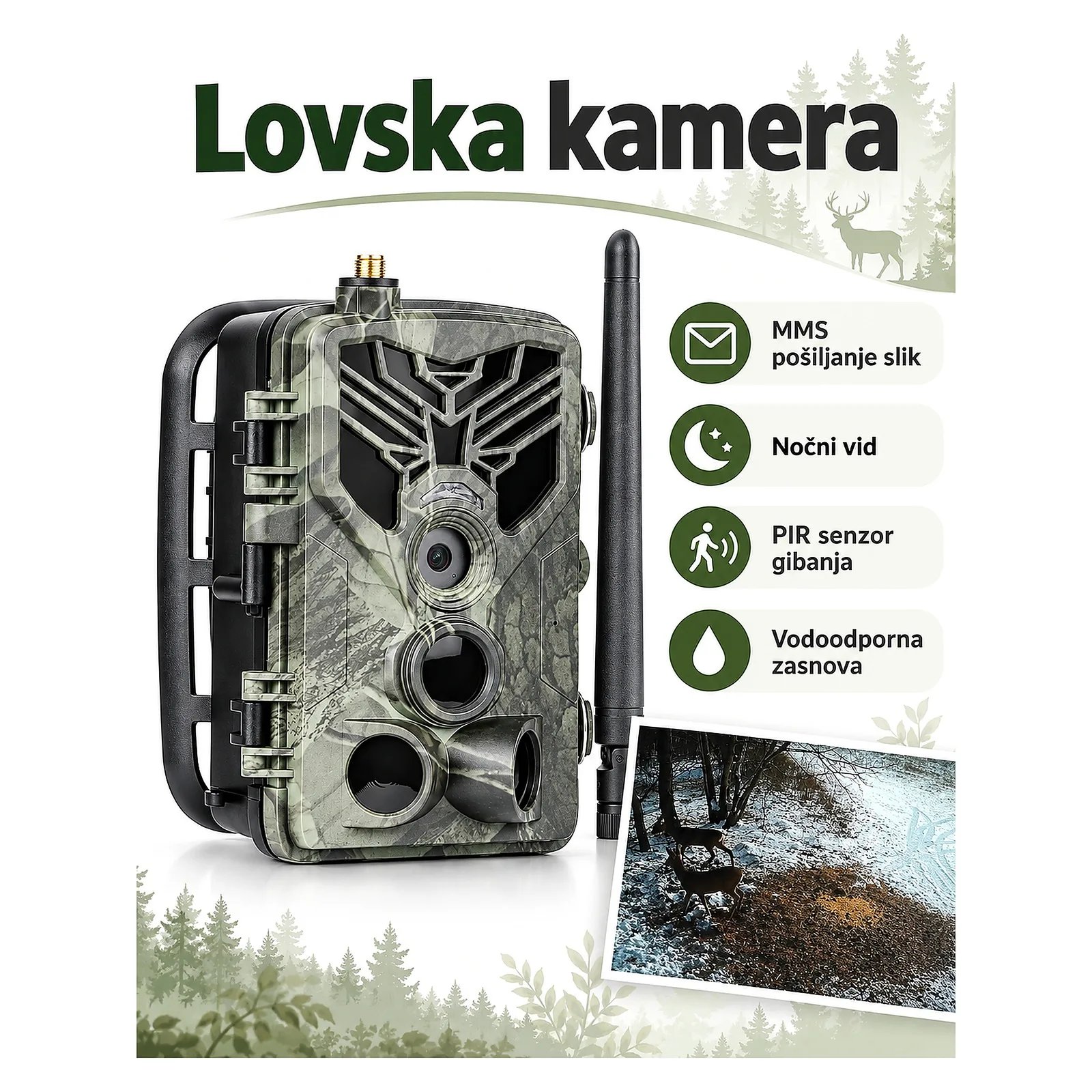 Lovska kamera 4K, 48 MP – MMS fotopast z nočnim vidom in pošiljanjem slik
