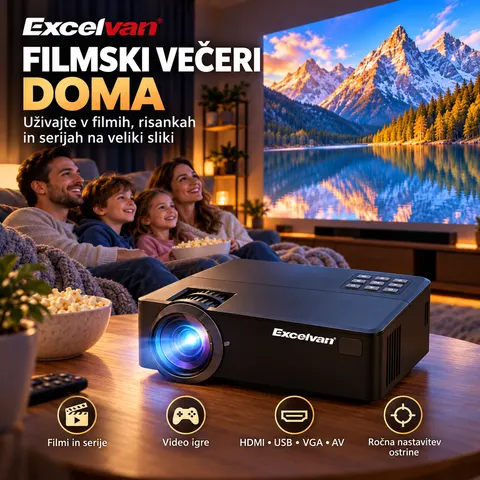 Mini LED projektor Excelvan 1200 lumnov — slika 2