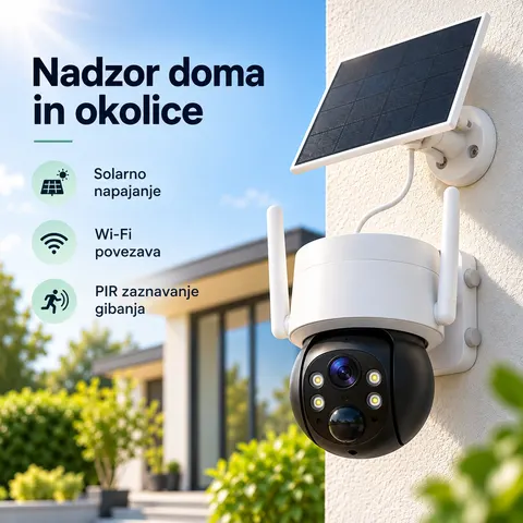 Wi-Fi nadzorna kamera s solarnim panelom, nočni vid — slika 4