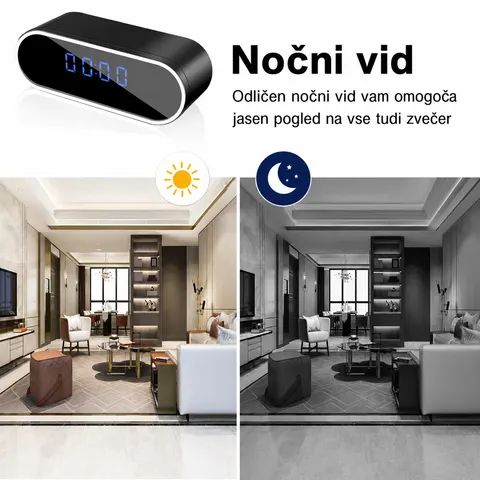 WiFi ura s kamero 1080P – nočni vid, zaznavanje gibanja in oddaljeni ogled