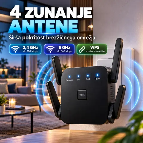 WiFi ojačevalnik s 4 zunanjimi antenami
