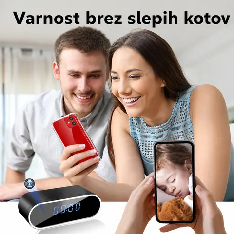 WiFi ura s kamero 1080P – nočni vid, zaznavanje gibanja in oddaljeni ogled
