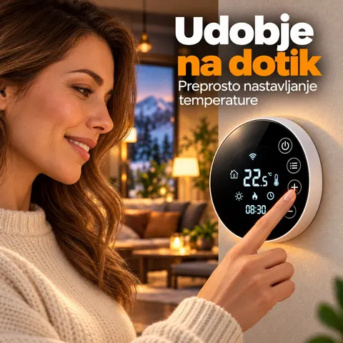 Pametni WiFi termostat 16A za ogrevanje, digitalni zaslon na dotik — slika 3
