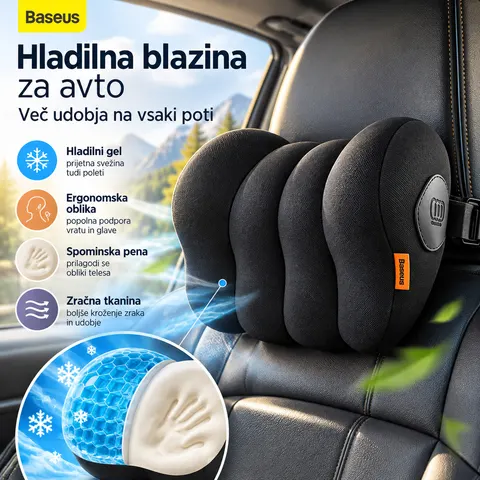 Hladilna blazina za avto, ergonomski vzglavnik za vrat Baseus — slika 1