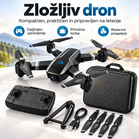 Zložljiv dron na daljinsko upravljanje s torbo in dodatki — slika 3