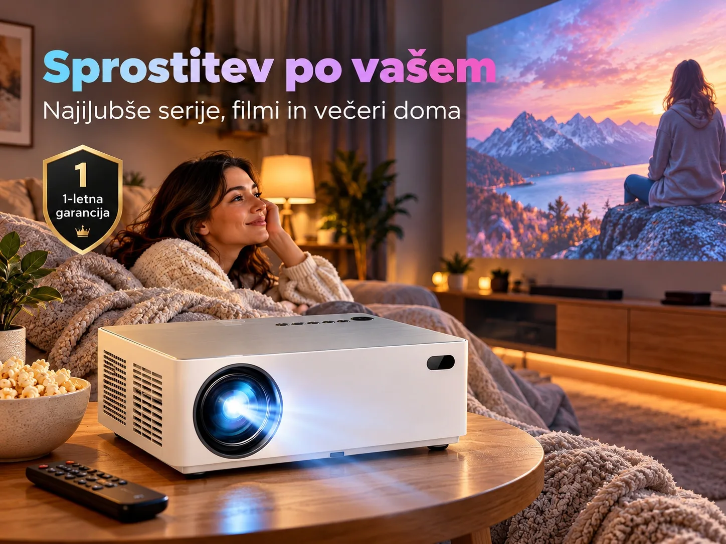 Projektor Byintek LED Full HD 1080p 4K Android WiFi Bluetooth 6000 lumnov