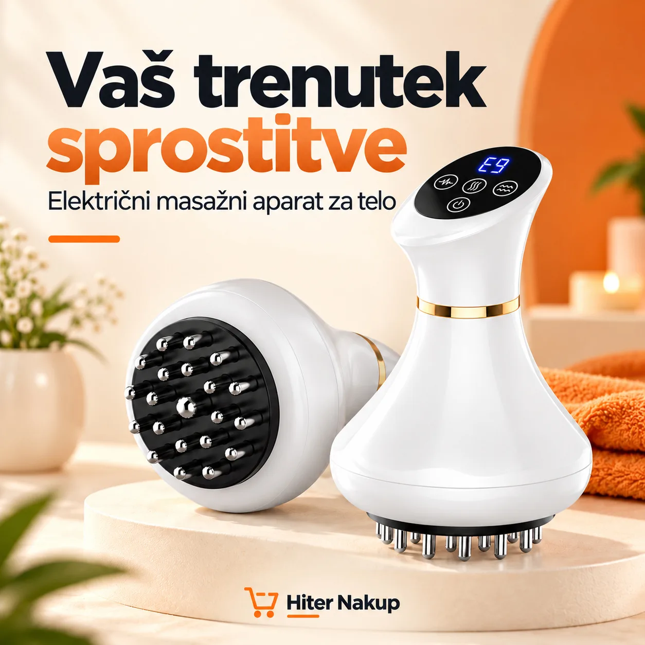 Električni masažni aparat - anticelulitna, limfna masaža, 9 stopenj vibracij in pulzov