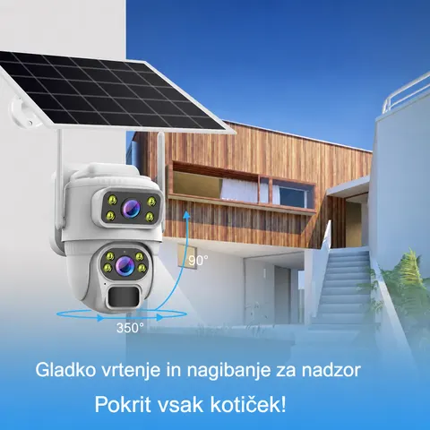 Profesionalna solarna varnostna kamera z dvojno lečo, 4G, IP66 in 2 MP