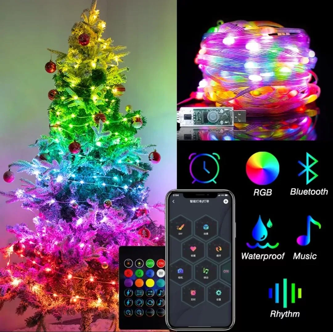 WiFi novoletne, božične lučke, vodoodporne LED RGB