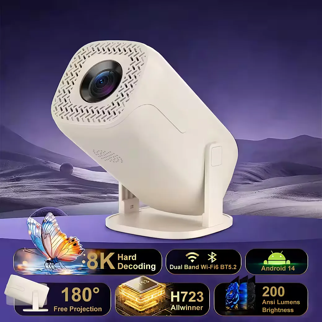 Pametni gaming projektor Android 14 z retro igrami, WiFi 6, Bluetooth 5.2