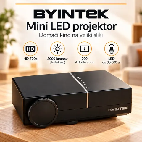Mini LED projektor Byintek HD 720p — slika 2