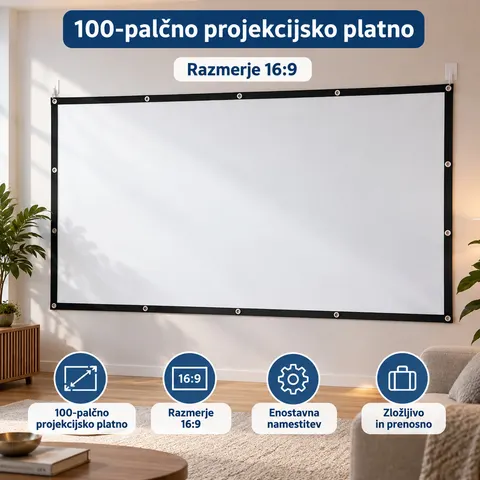 Projekcijsko platno 100″ Vankyo, prenosno, 16:9 — slika 1