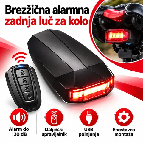 Brezžična zadnja luč proti kraji z daljinskim upravljalnikom
