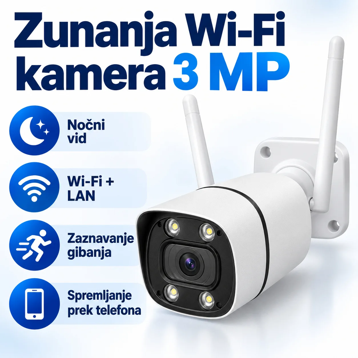 Zunanja Wi-Fi nadzorna kamera 3 MP