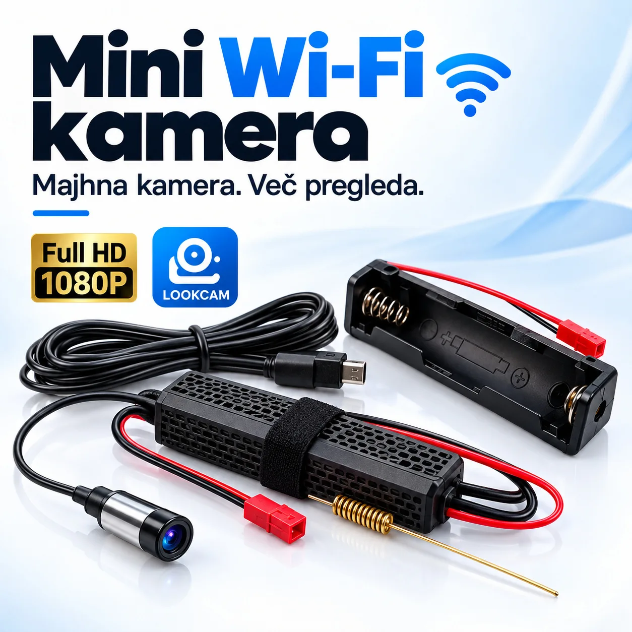 Mini Wi-Fi nadzorna kamera Full HD 1080P s sliko v živo in zaznavo gibanja