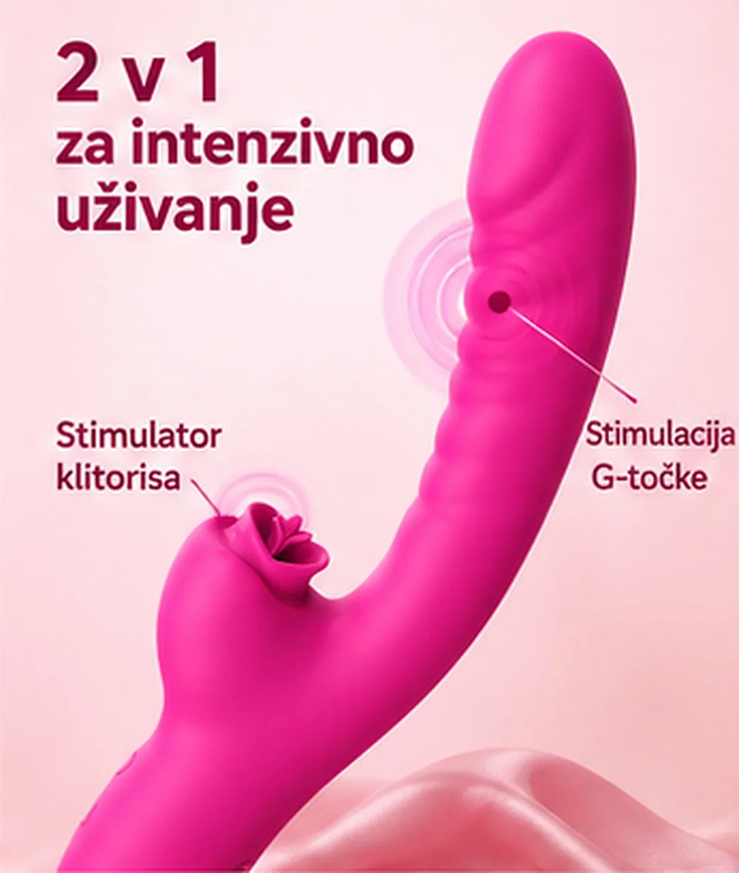 Ženski vibrator 2 v 1, stimulacija G-točke in klitorisa