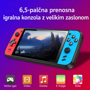 Prenosna retro igralna konzola Black Hawk 6,5″ zaslon